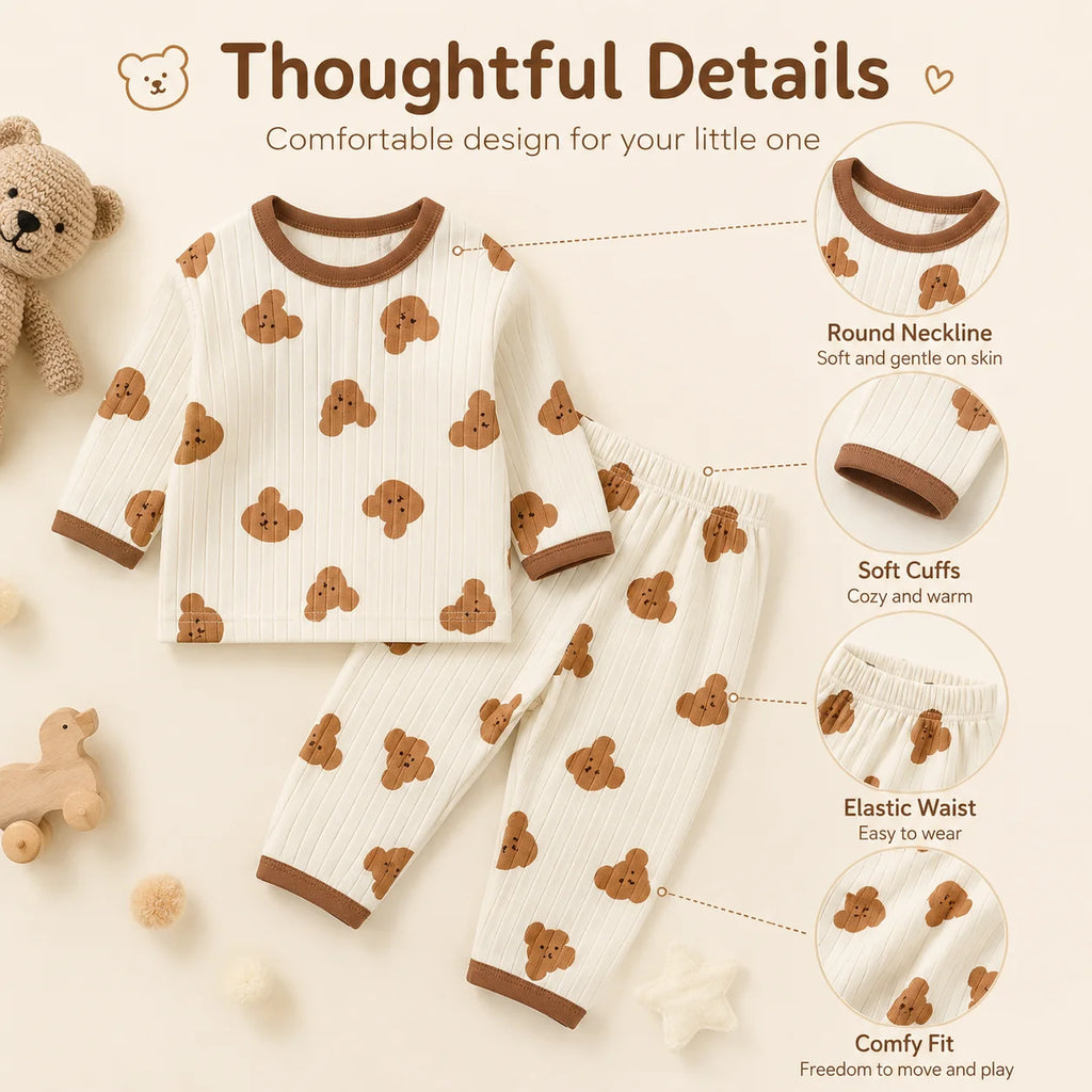 Kids' Long Sleeve Cartoon Pajamas | Lightweight Comfortable Fabric Sleepwear Outfit