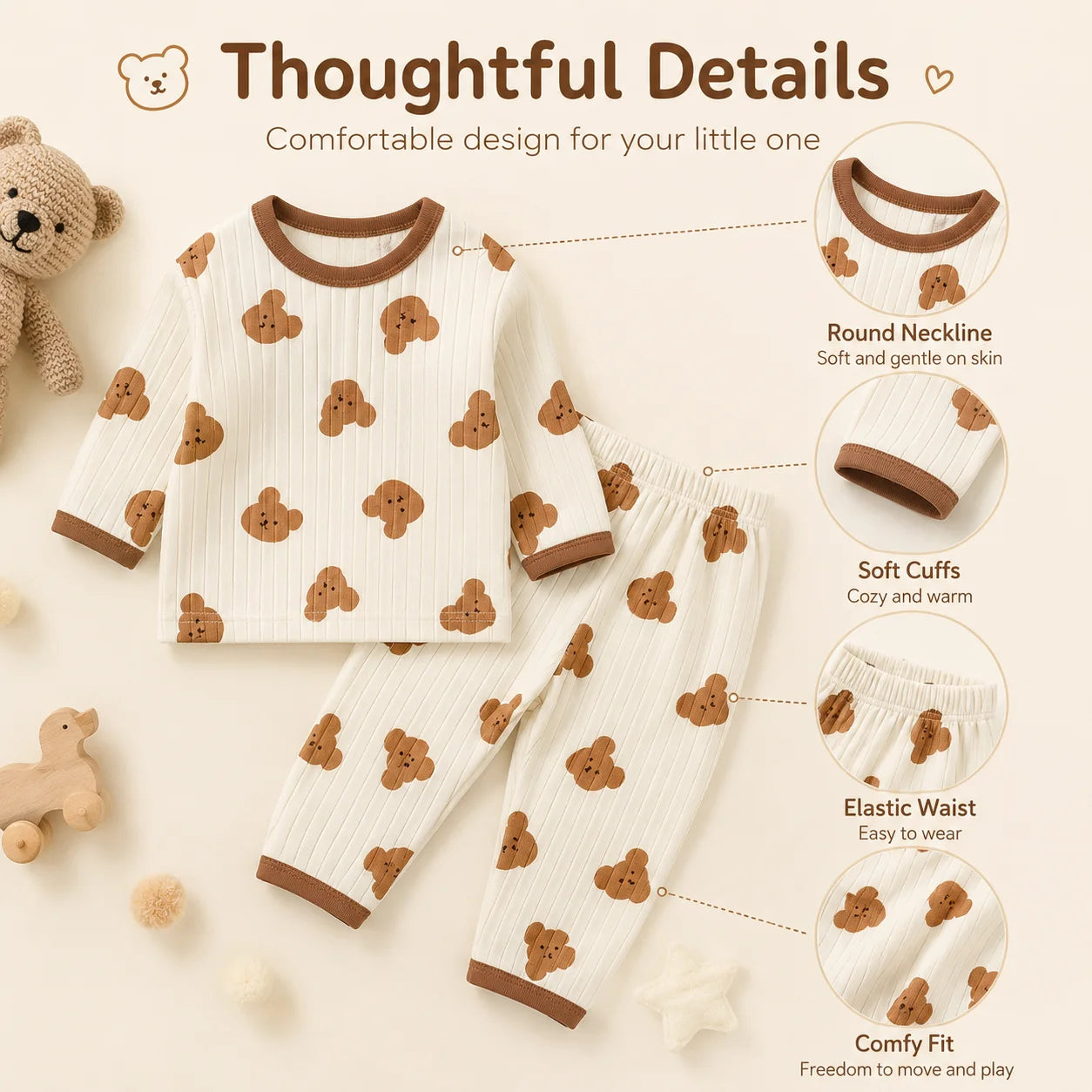 Kids' Long Sleeve Cartoon Pajamas | Lightweight Comfortable Fabric Sleepwear Outfit