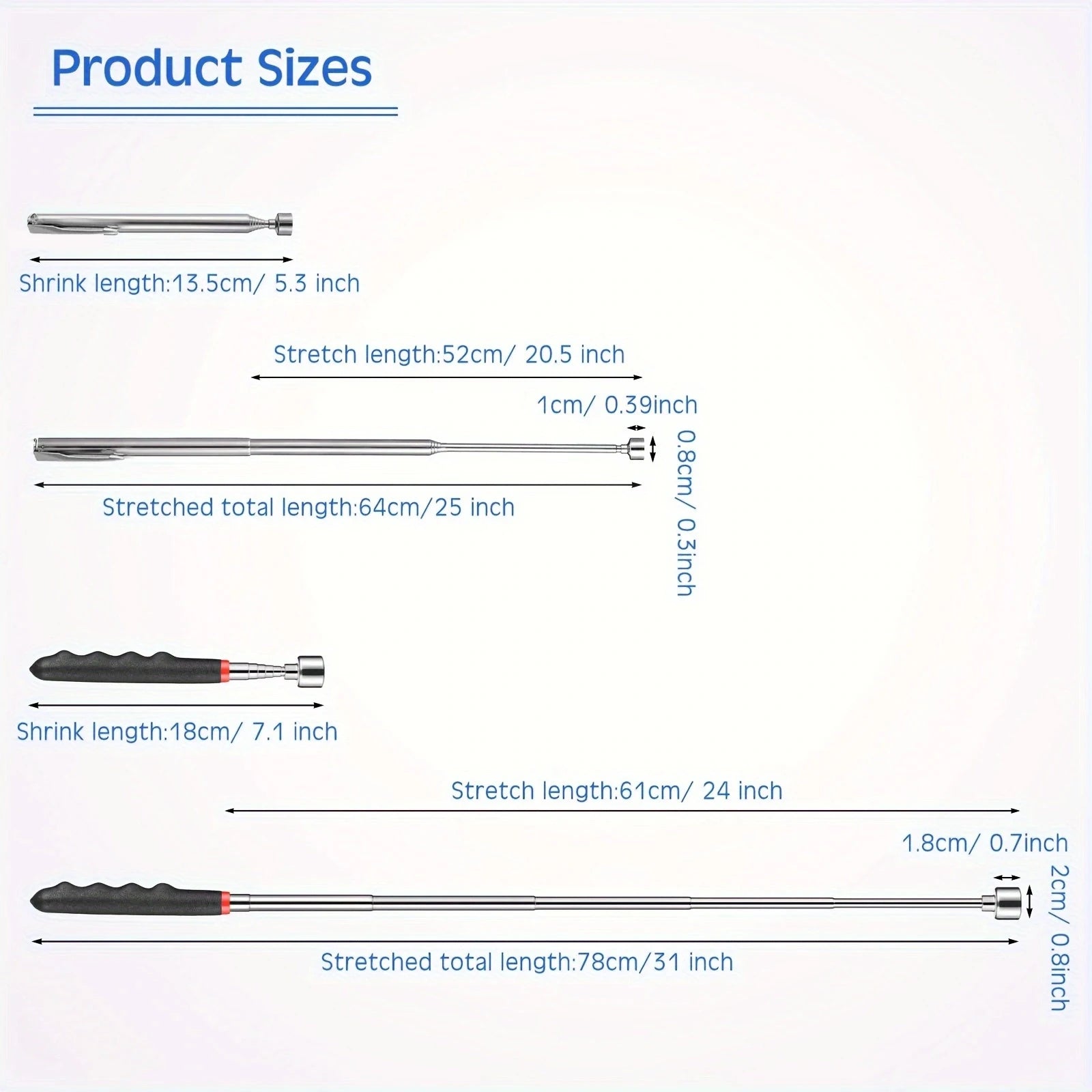 Reach the Unreachable. — Telescopic Magnetic Pick-Up Tool | Extendable Magnet for Hard-to-Reach Areas, 1pc & 2pc