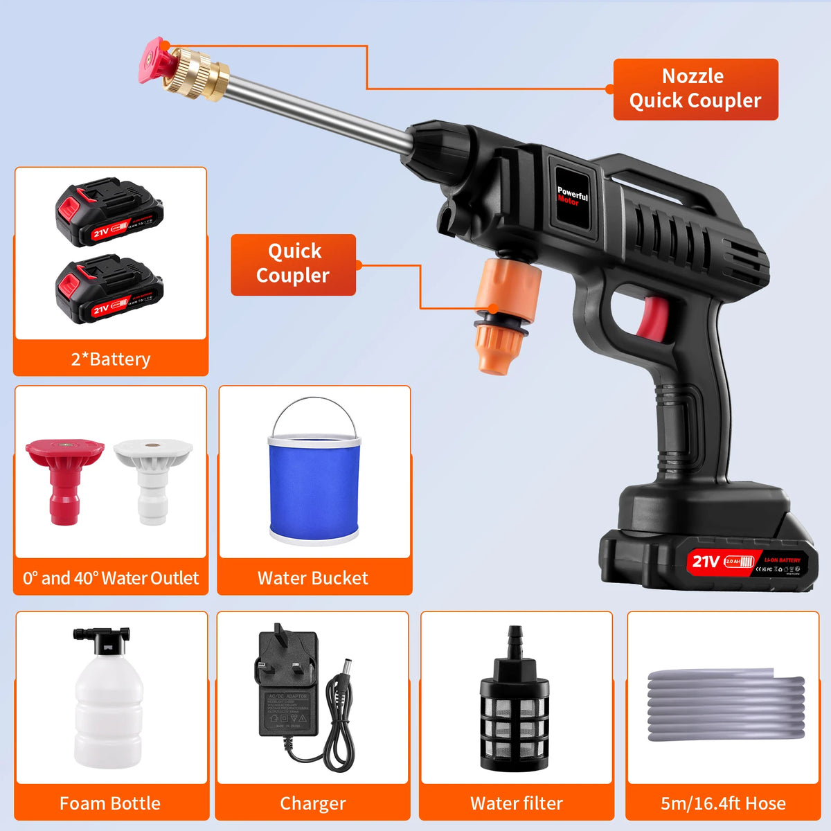 Cordless Pressure Washer – Two Batteries & Foam Bottle