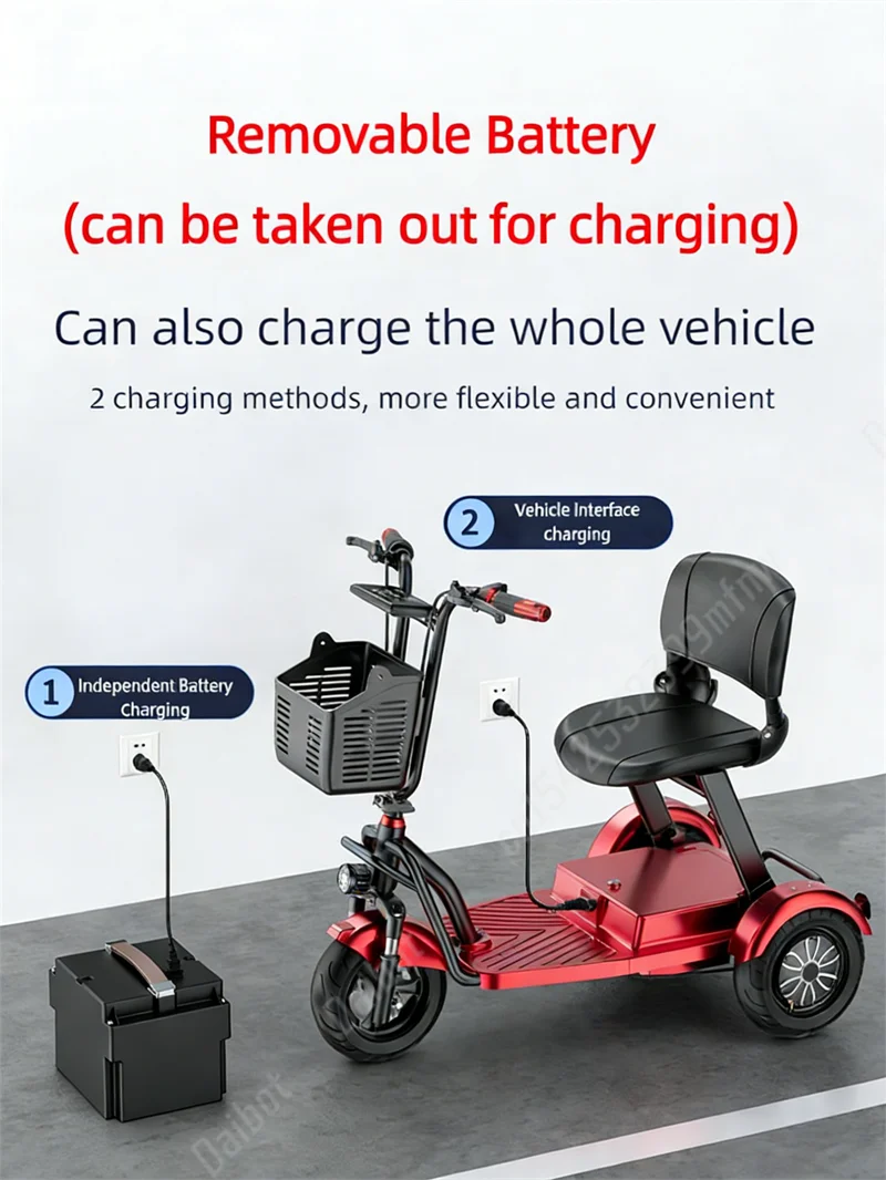 3-Wheel Folding Mobility Scooter for Seniors with Seat