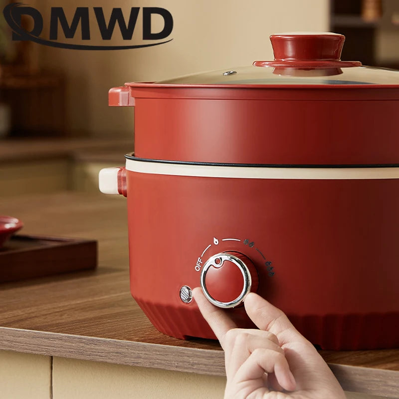 DMWD 3L Multifunctional Electric Cooking Pot – Non-Stick Hot Pot, Rice Cooker, Noodle & Soup Steamer
