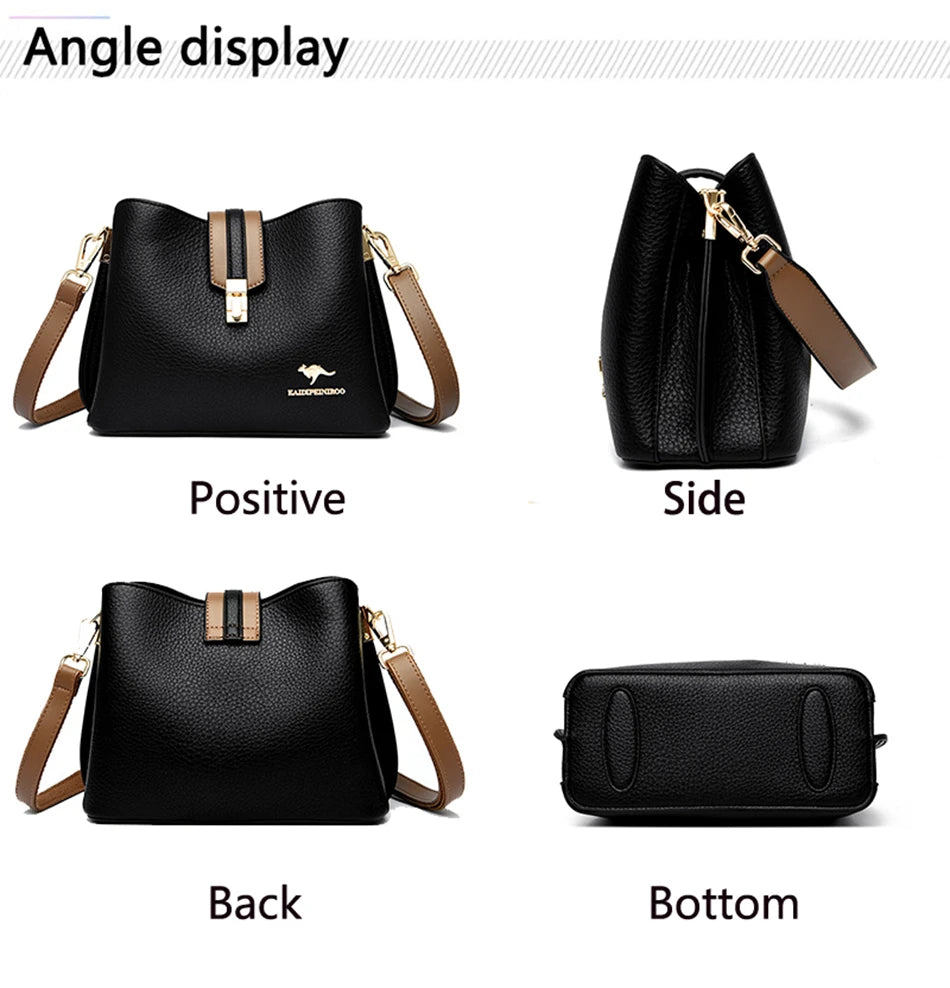 KMFFLY Patchwork Lock Square Shoulder Crossbody Bag – High Capacity PU Leather Handbag for Women