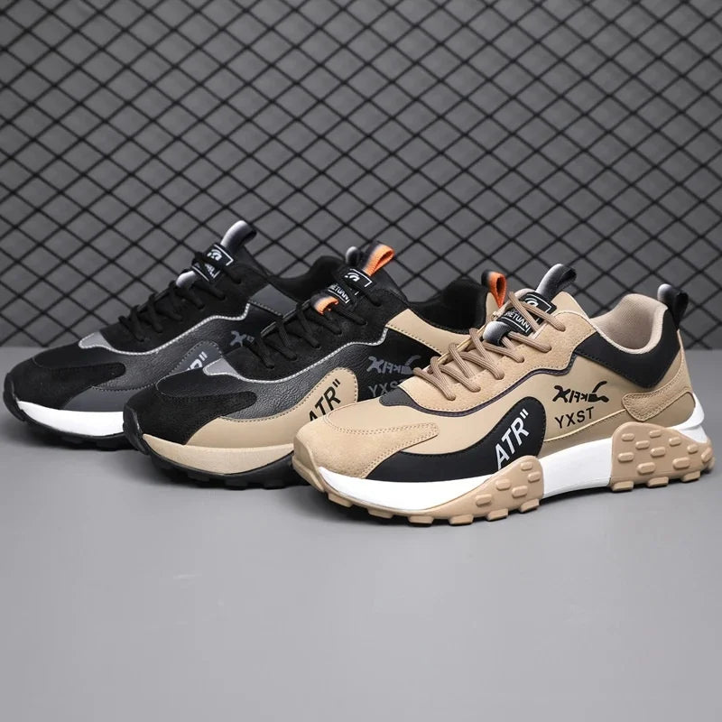 Men's Breathable Faux Leather Lace-Up Sneakers