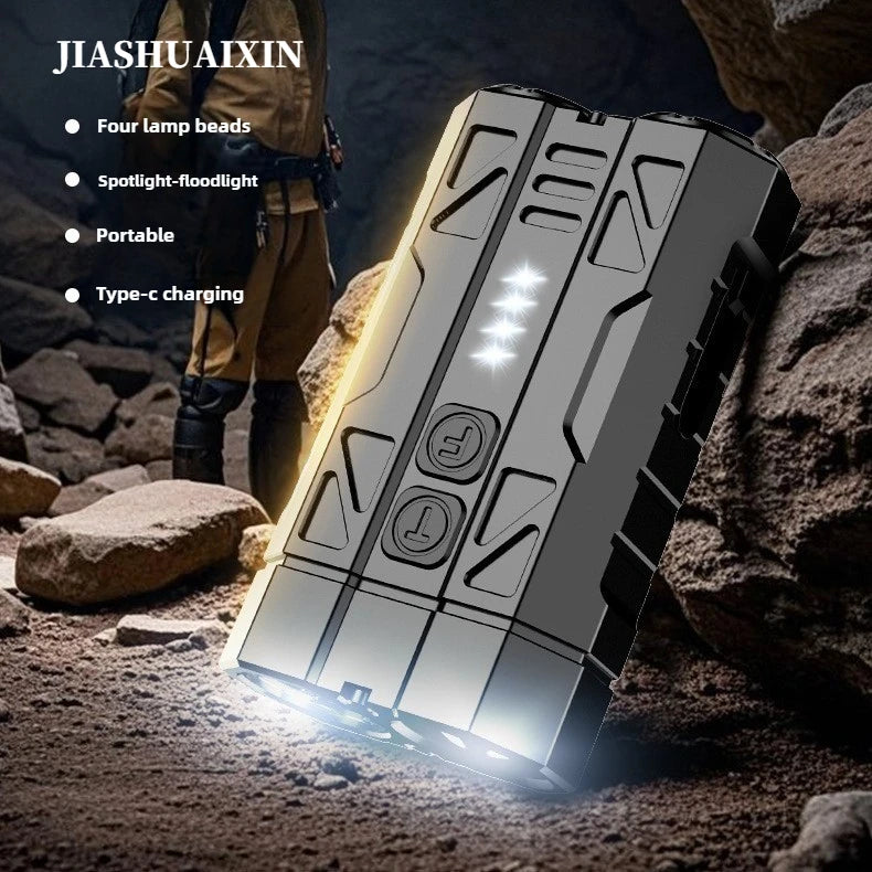EDC Aluminum Alloy Multi-Function Flashlight – Dual Switch & Power Display