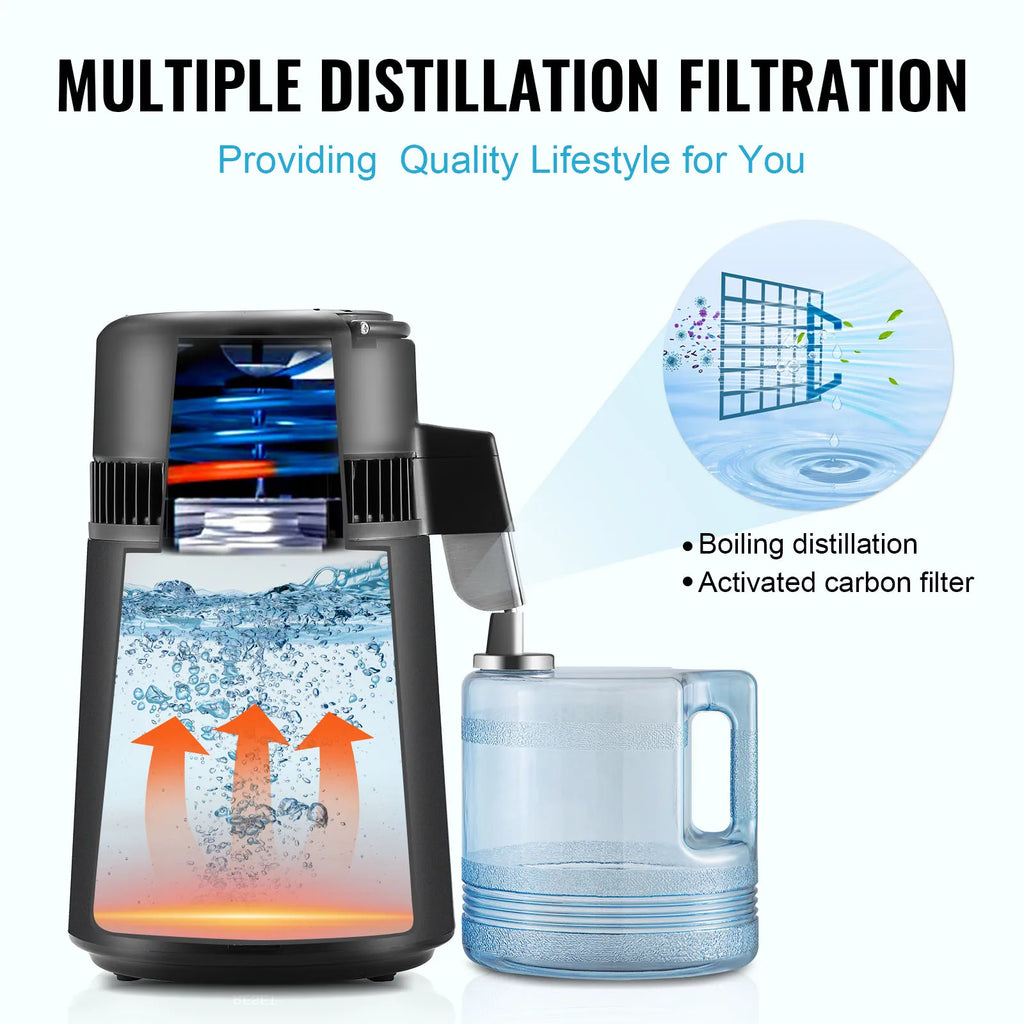 Countertop Water Distiller 4L — 750W Pure Water Purifier & Filter