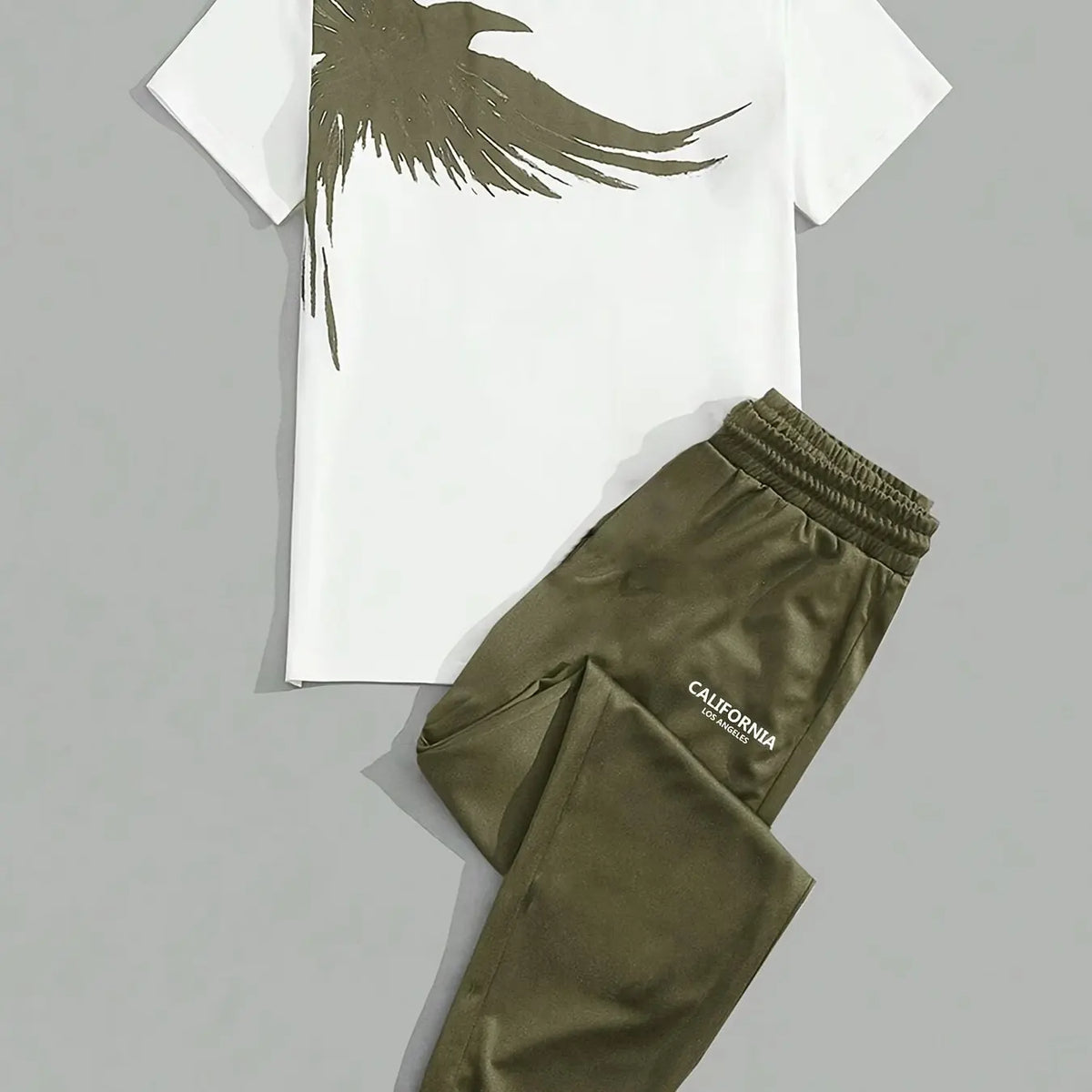 Men's Eagle Print T-Shirt & Shorts Sport Set – Casual 2-Piece Leisure Outfit