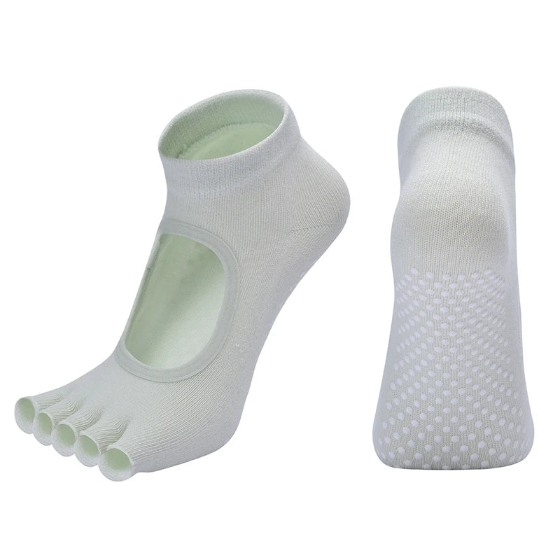 Women's Backless Yoga Socks – Cotton Five-Toe Grip