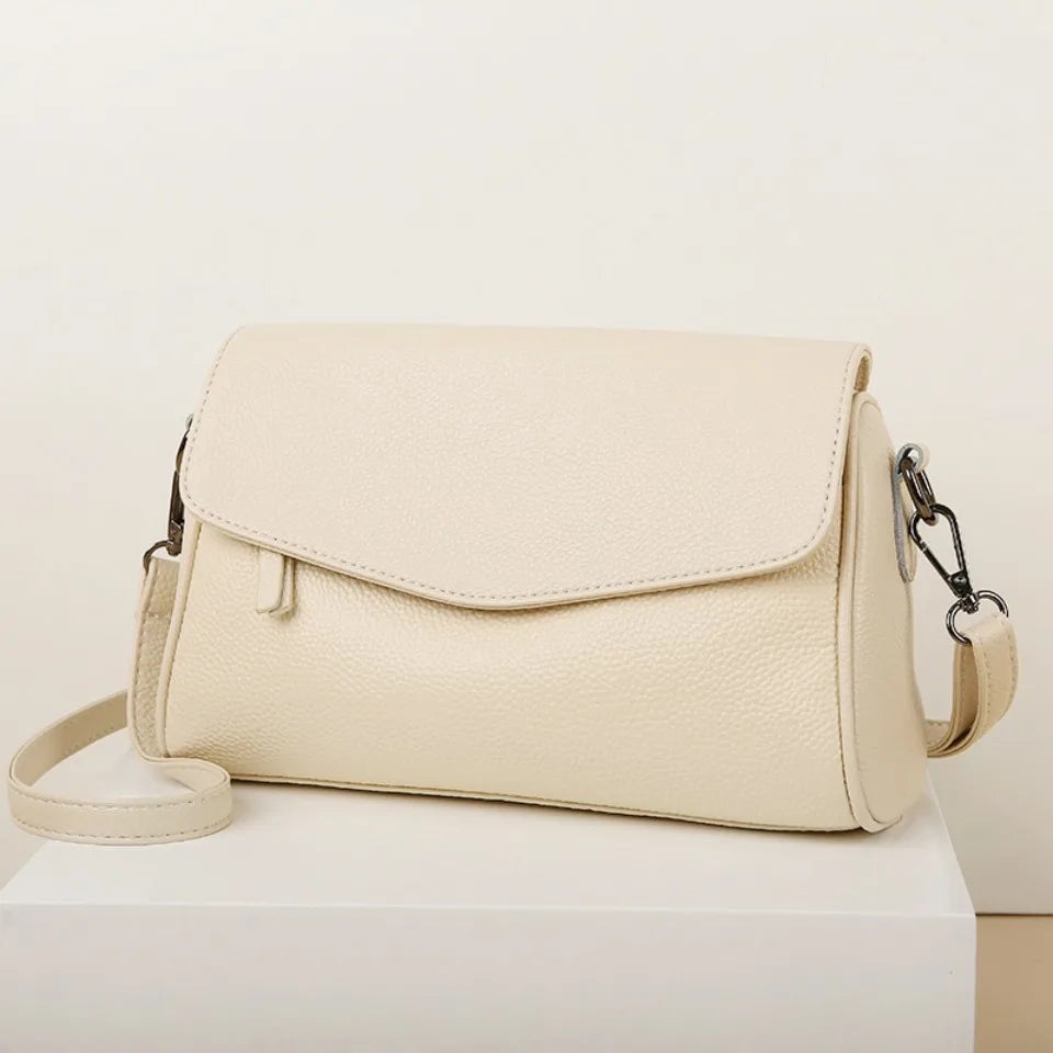 VANDERWAH 100% Genuine Cow Leather Flap Crossbody Shoulder Bag – Designer Messenger Handbag for Women