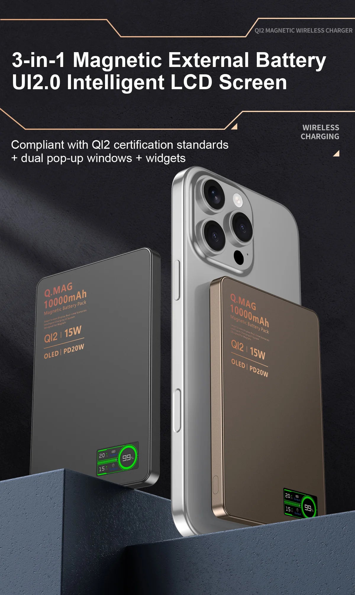 Qi2 Magnetic Power Bank — 15W MagSafe Fast Wireless Charging for iPhone