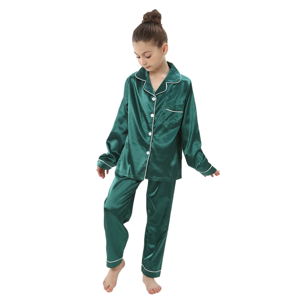 Kids' Ice Silk Pajamas Set | Summer Thin Short Sleeve Shorts 2-Piece Boys & Girls Homewear