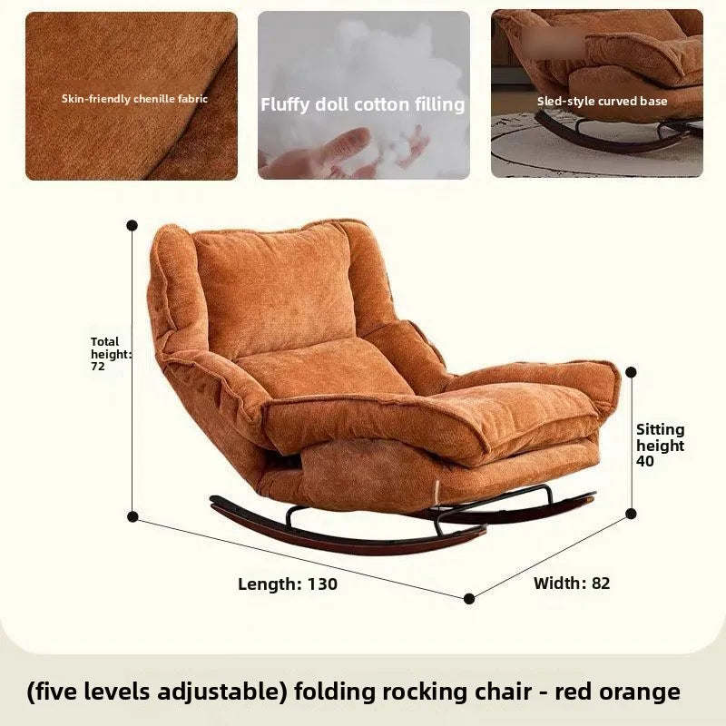 Adjustable Folding Rocking Chair with Cushioned Seat