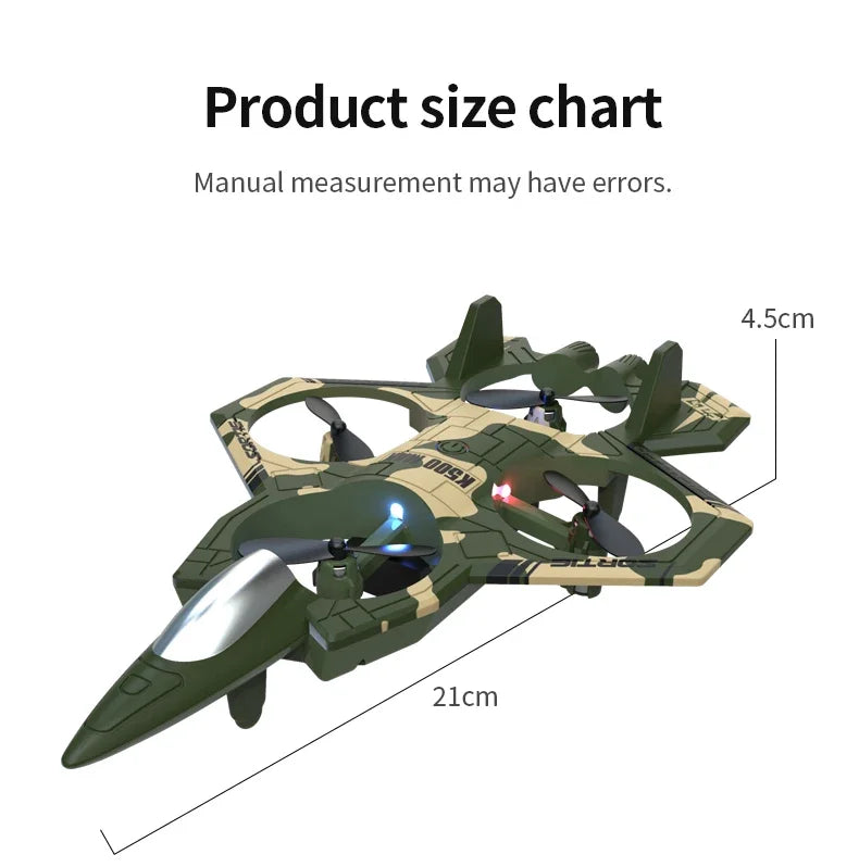 K500 MAX RC Fighter Plane Stunt Glider – 2.4G 360° Roll EPP Foam Airplane with LED for Kids & Beginners