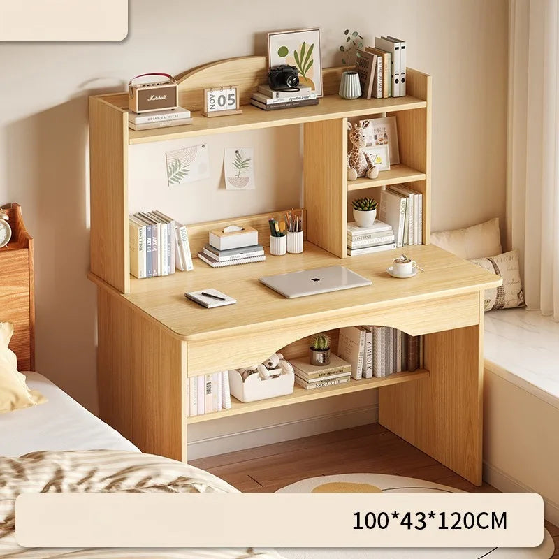 Home Desk with Integrated Bookcase — Student Study Table, Bedroom Dresser & Computer Desk with Storage