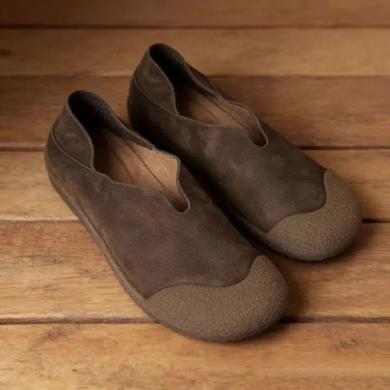 Men's Wide Toe Retro Leather Loafers — Soft Flat