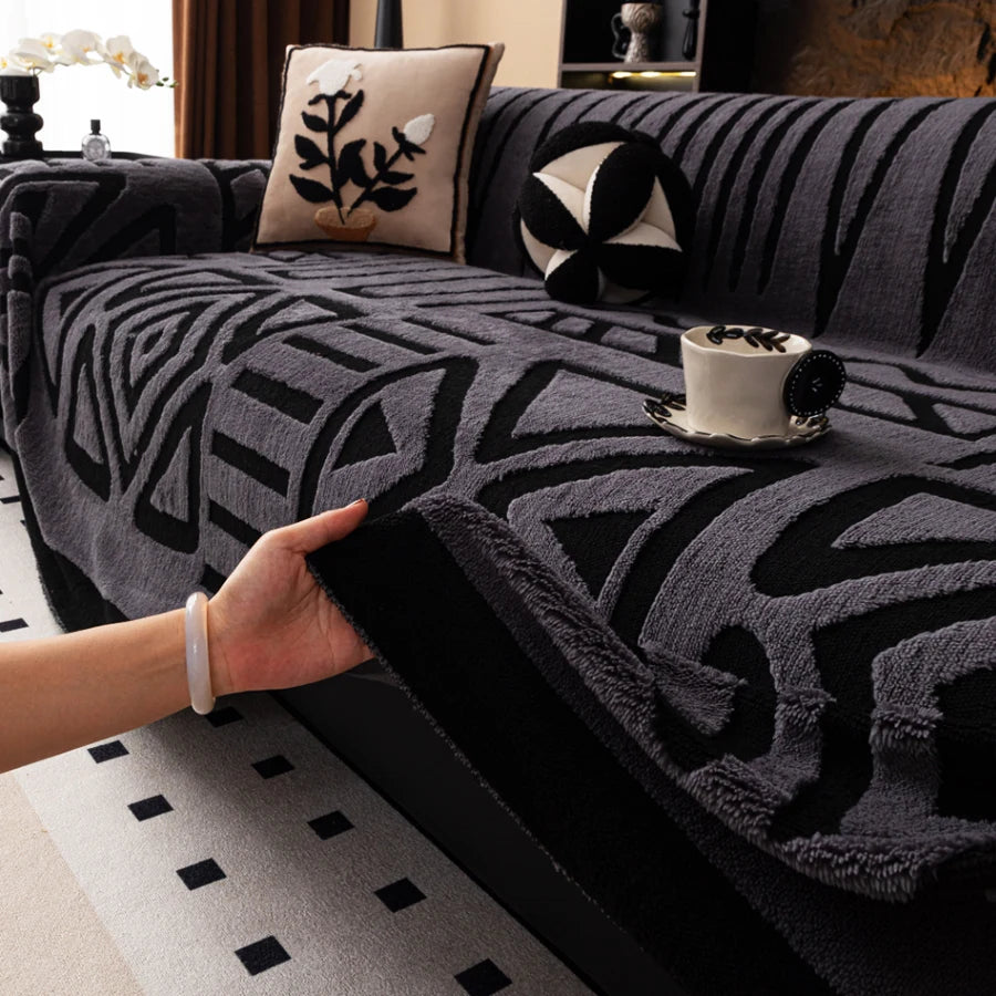 Bohemian Vintage Sofa Protector – Anti-Slip Interlaced Sofa Blanket, Pet-Friendly Luxury Cover
