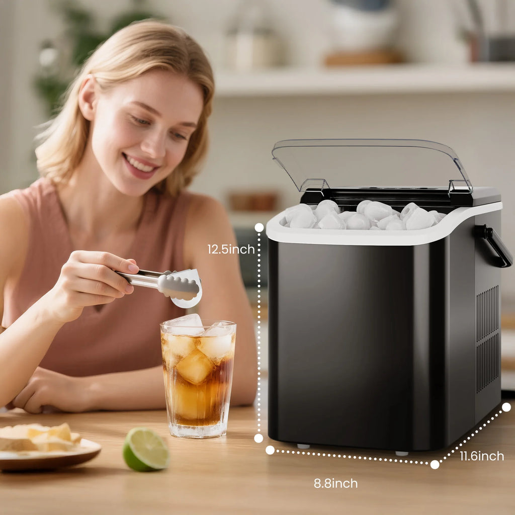 Portable Countertop Ice Maker — 9 Bullet Ice Cubes in 6 Min, Self-Cleaning, Quiet
