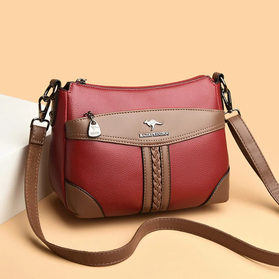Luxury Genuine Leather Flap Shoulder Bag – Sequin Crossbody Handbag for Women