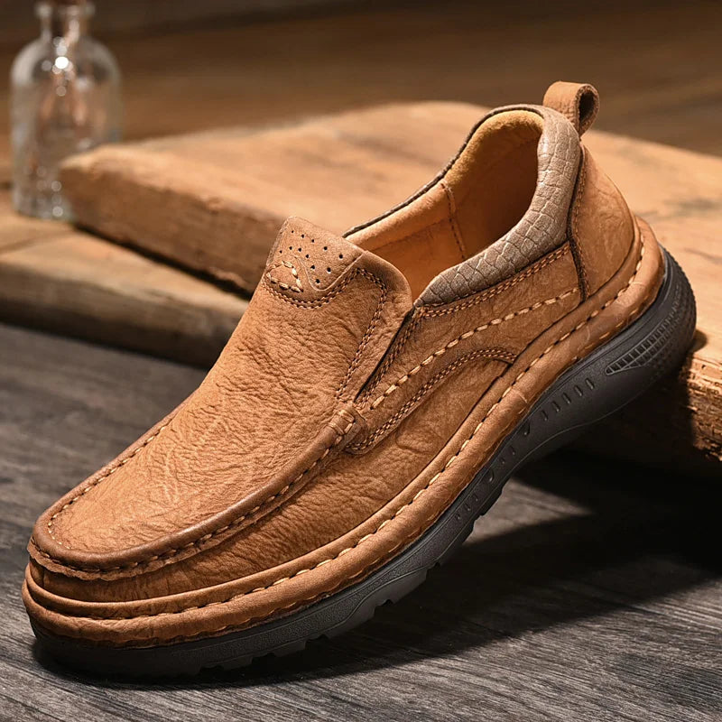 Men's Genuine Leather Lace-Up Casual Shoes