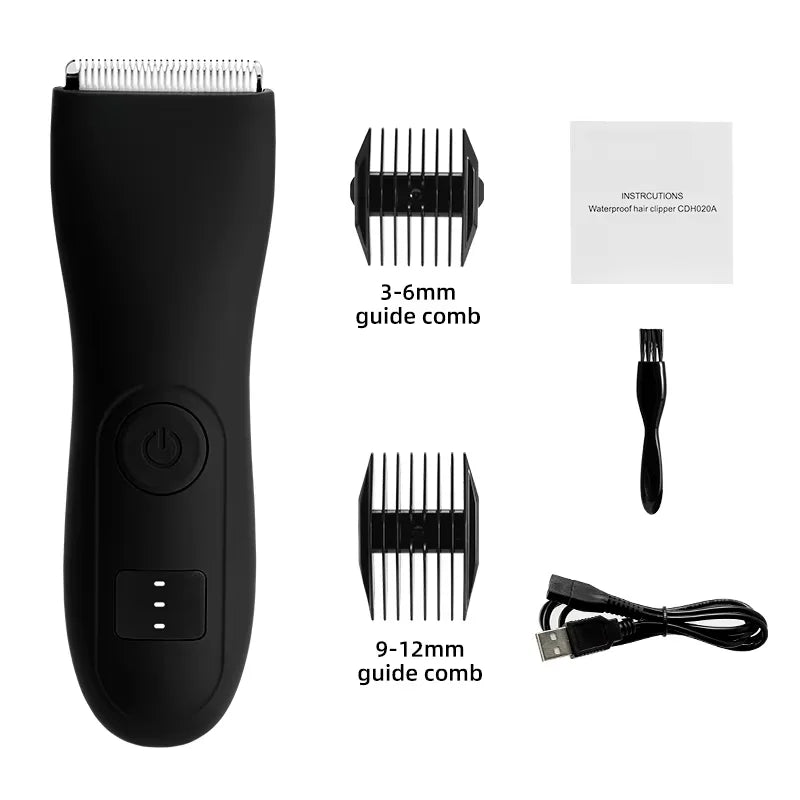 Full Body Hair Trimmer – Waterproof, Ceramic & Steel Blades, Bikini & Groin Safe, USB Rechargeable