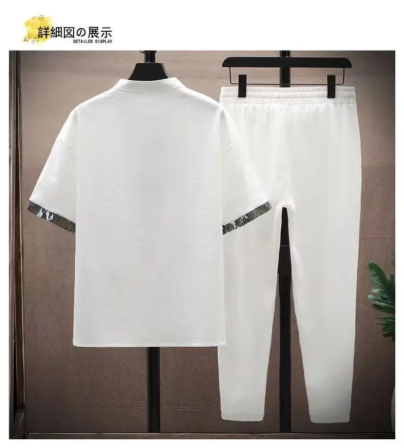 Men's Cotton Shirt & Trousers 2-Piece Set – High Quality Summer Fashion Suit M–4XL