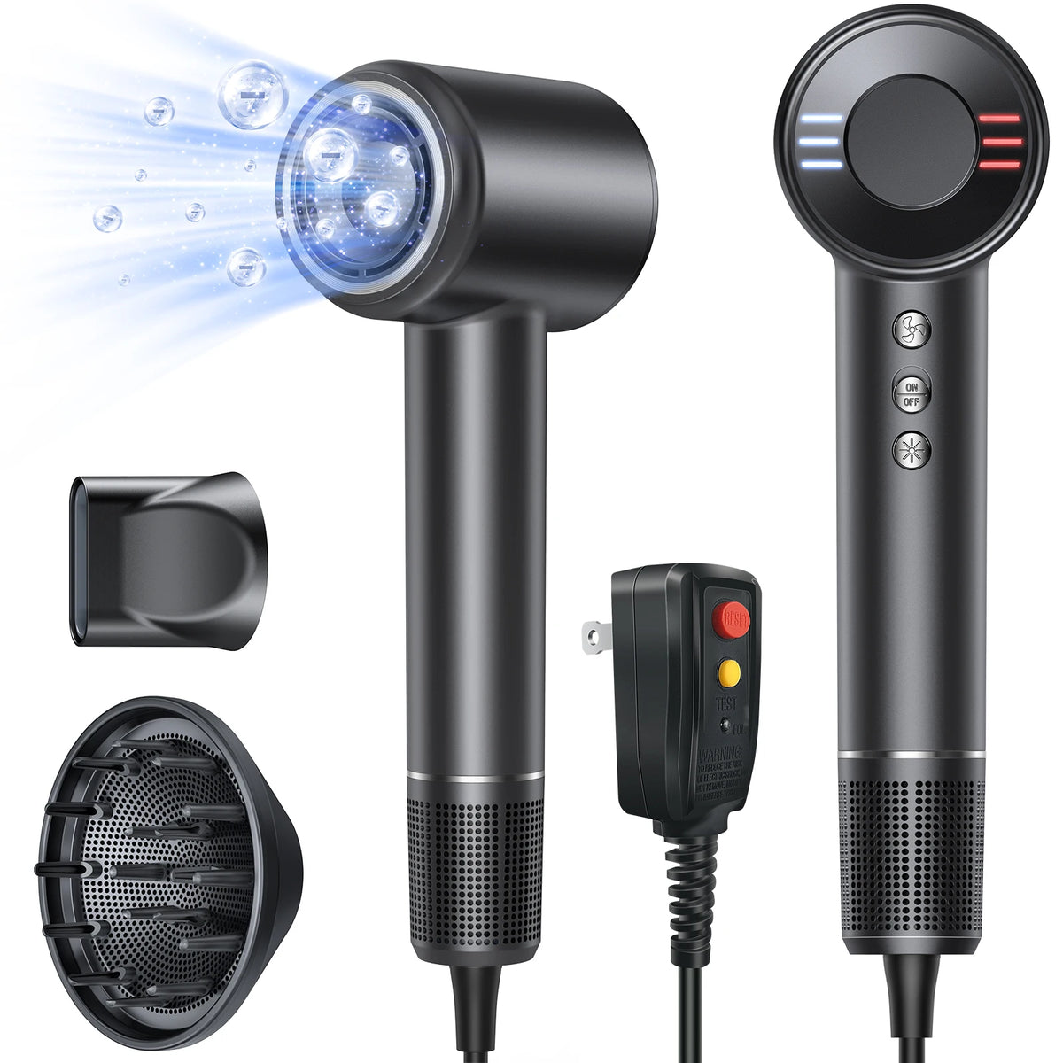 BOPCAL ZCY-887 High-Speed Negative Ionic Hair Dryer – 120,000 RPM, 1600W, Thermo-Control, Low Noise