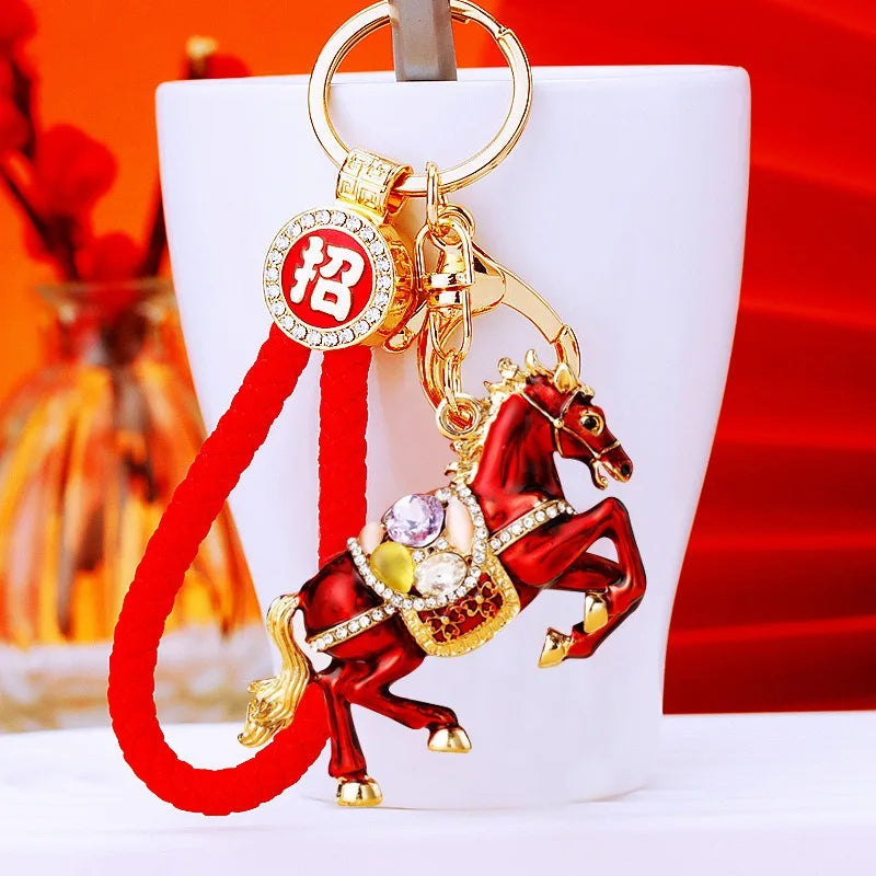 Cute Metal Horse Keychain – Zinc Alloy Bag Pendant Key Ring Gift for Women & Men