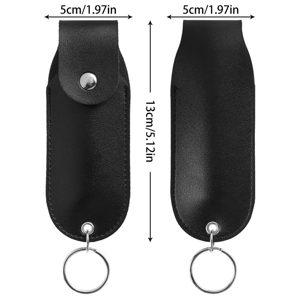 Mini PU Leather Pepper Spray Pouch — Flip-Top Holder with Keychain Clip for Women's Self Defense