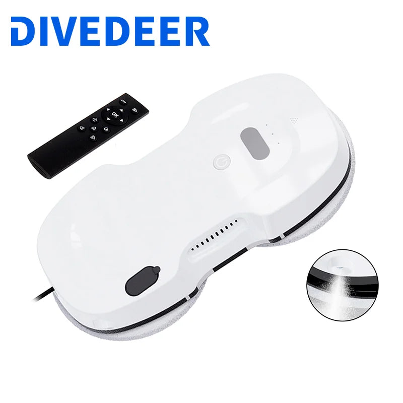 DIVEDEER Window Cleaning Robot – 5600PA Suction, Electric Spray & Fall Prevention Remote Cleaner