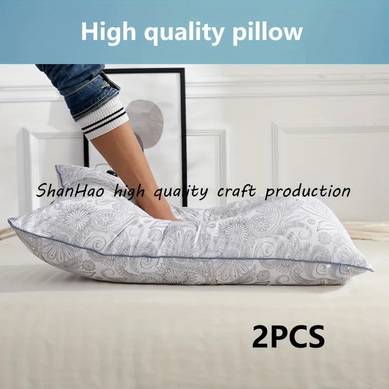 Hotel-Grade Patterned Sleep Pillow 2-Pack – Brushed Texture, Polyester Fill, 45x70cm