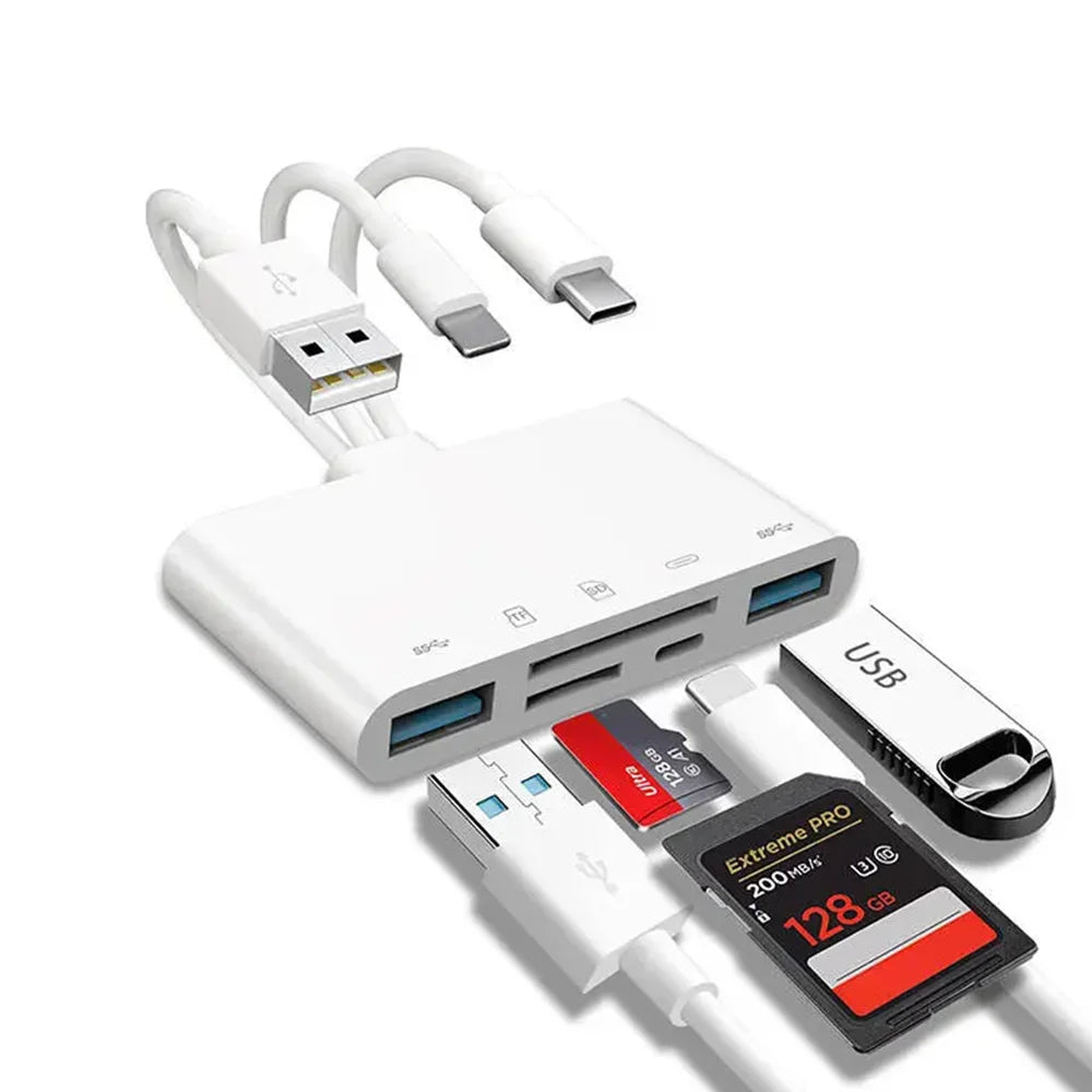 3-in-1 Lightning & USB-C SD/TF Card Reader Adapter – Camera Adapter for iPhone, iPad & USB Flash Drives