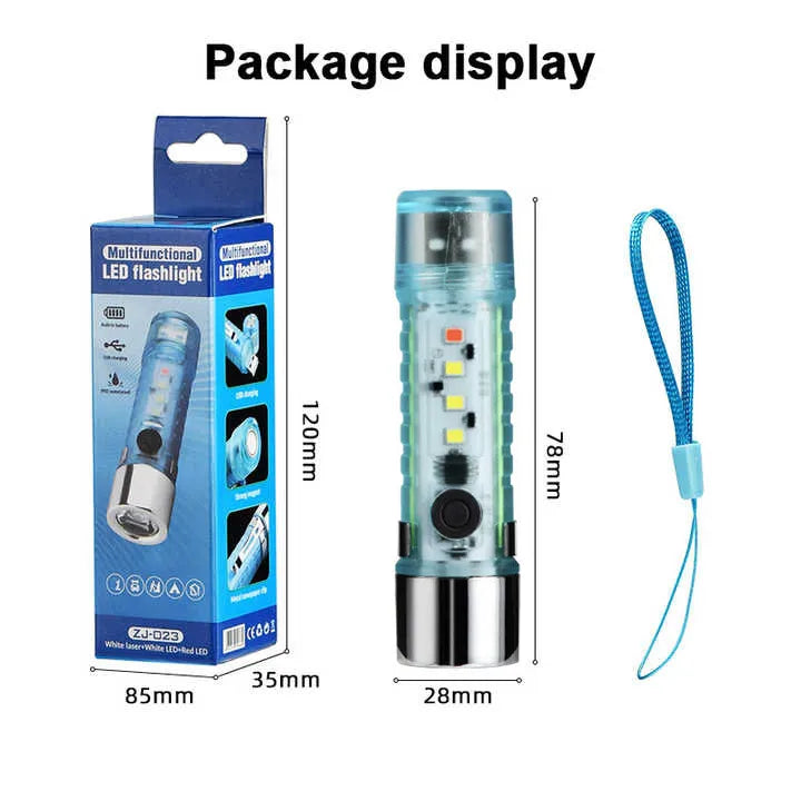 800 Lumen EDC Pocket Flashlight – 6 Modes, Magnetic Tail, USB Rechargeable for Camping & Hiking