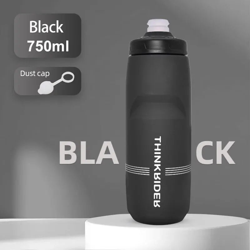 ThinkRider Cycling Water Bottle 620ml/750ml – Squeeze Jet, Leakproof, MTB & Road Bike Cage Compatible, 0–70°C
