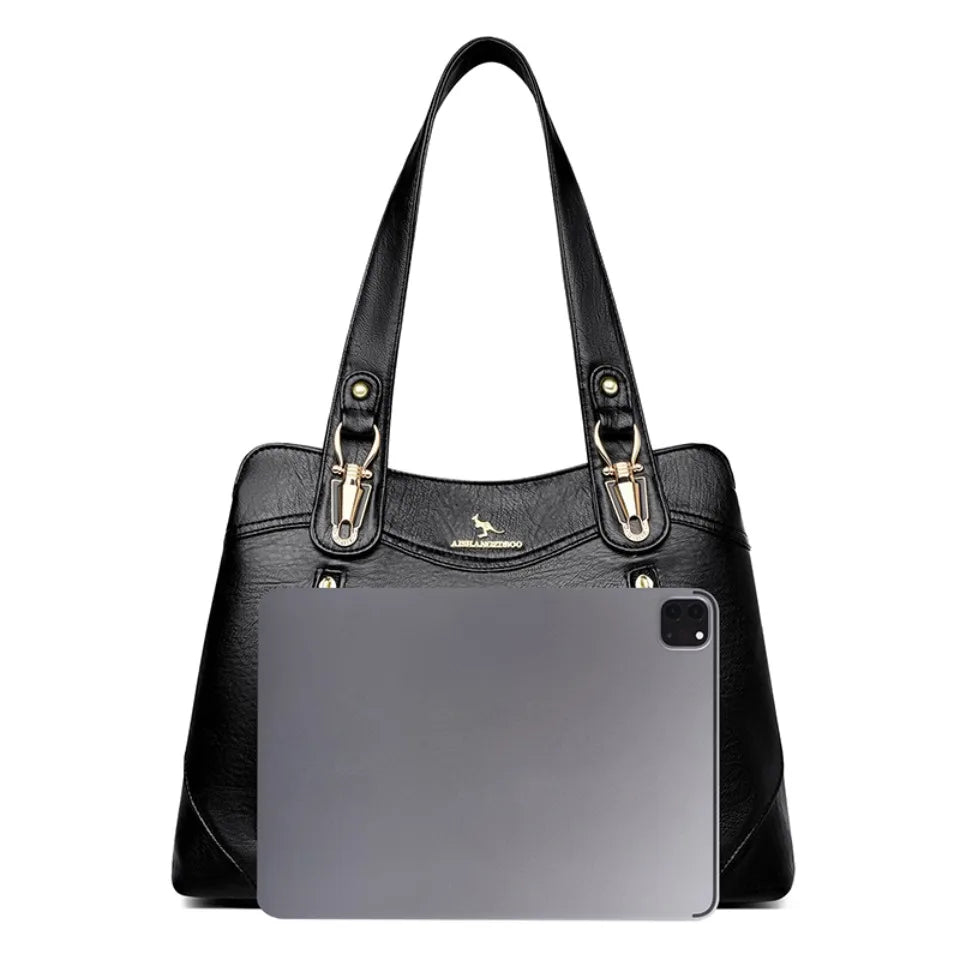 VANDERWAH Bark Pattern Microfiber Leather A4 Tote Bag – Luxury Designer Shoulder Handbag for Women