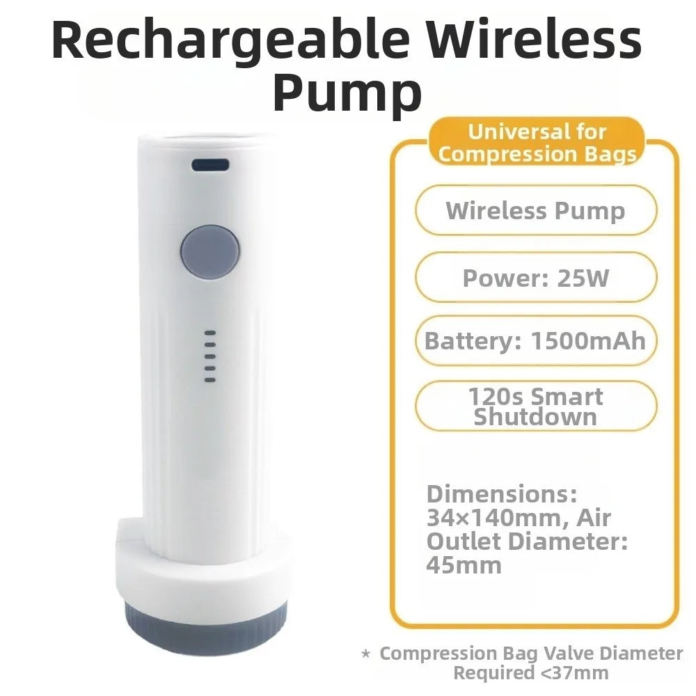 Rechargeable Electric Vacuum Pump – Portable Compression Bag Air Pump for Travel & Storage