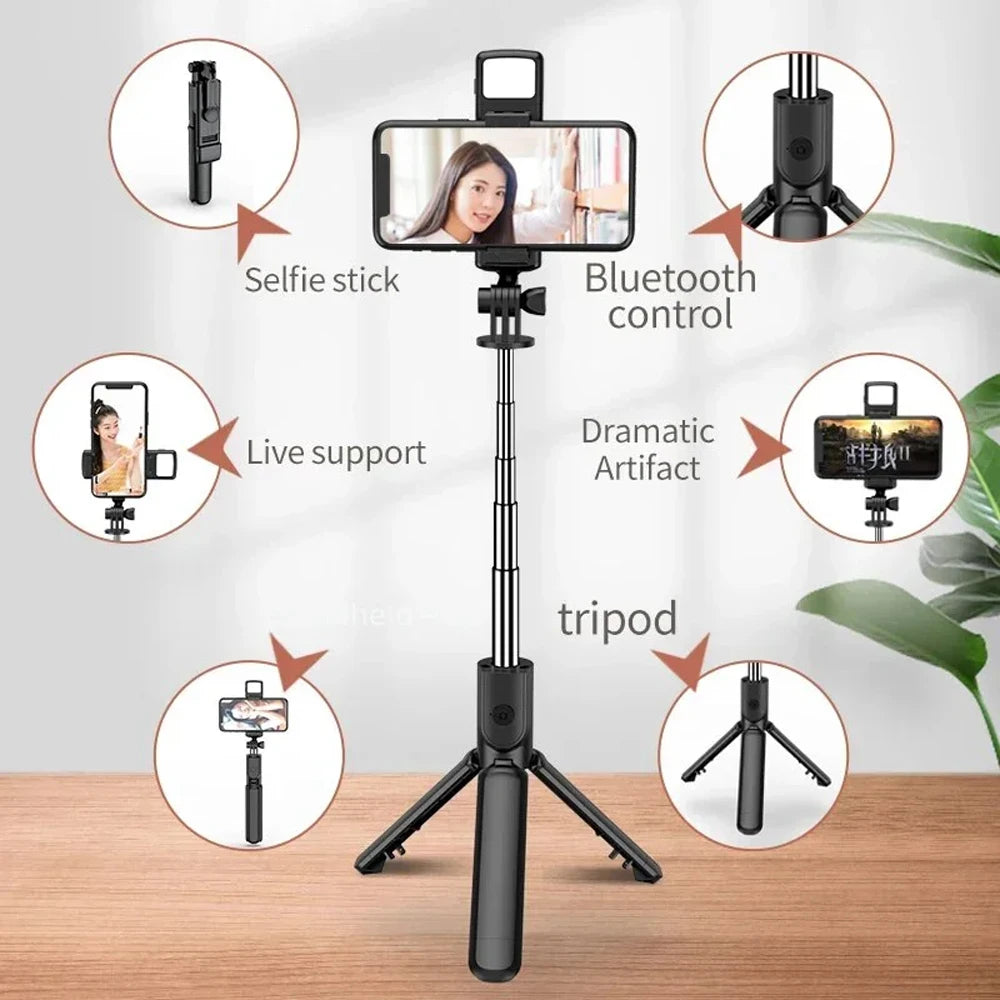 3-in-1 Bluetooth Selfie Stick Tripod with LED Fill Light & Remote Shutter