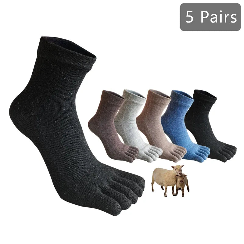 Men's Winter Five-Toe Socks, Single or 5-Pair Pack