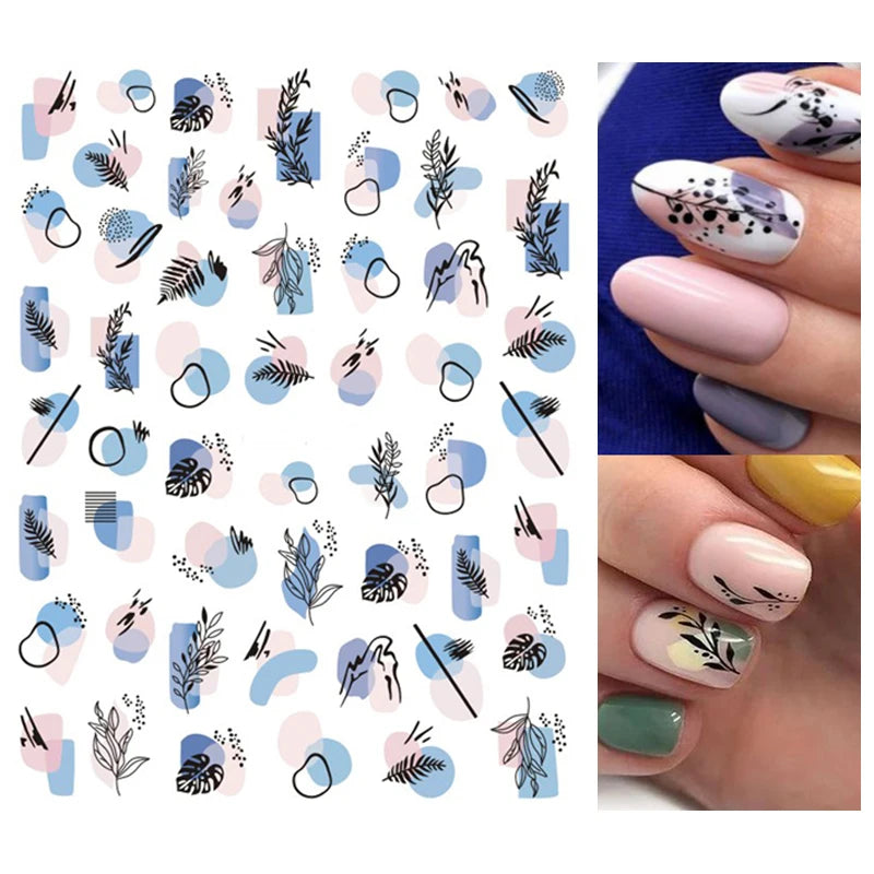 3D Summer Tropical Nail Art Sticker Decals — Palms, Butterflies & Flowers