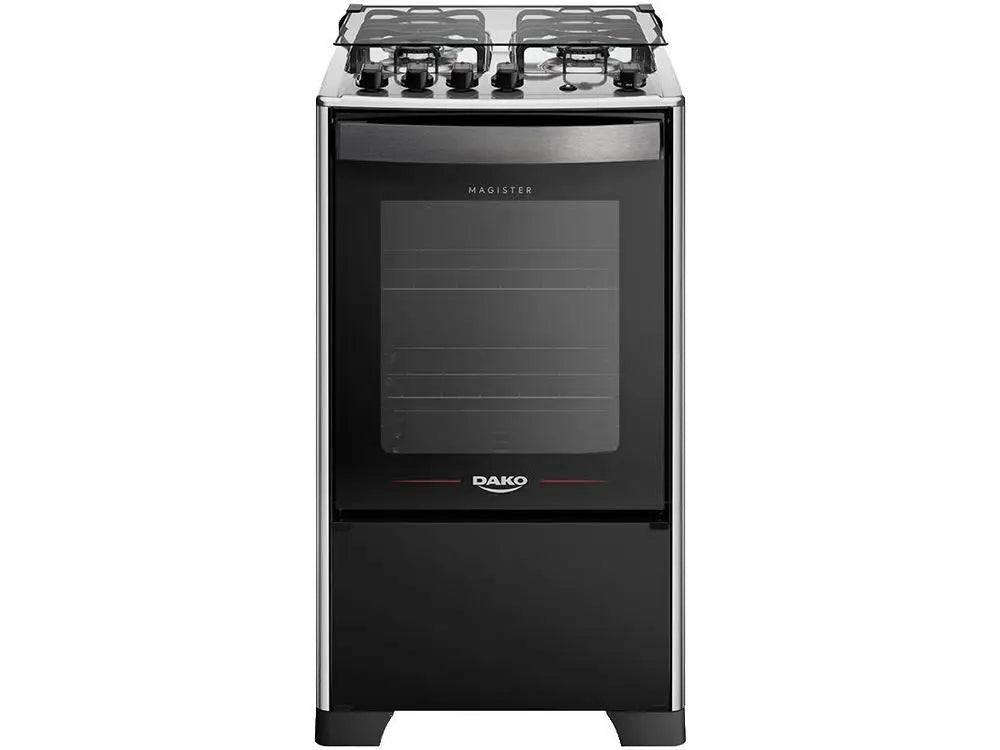 Dako Black Magister 4-Burner Gas Range – Freestanding Stove, Bivolt