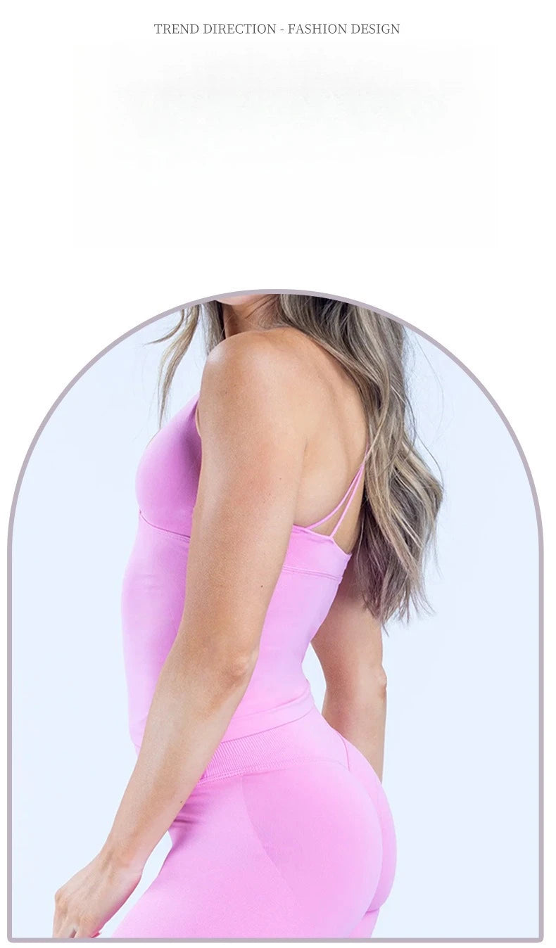 Women's Seamless Cross Sports Vest – Padded Backless Yoga Gym Workout Fitness Camisole