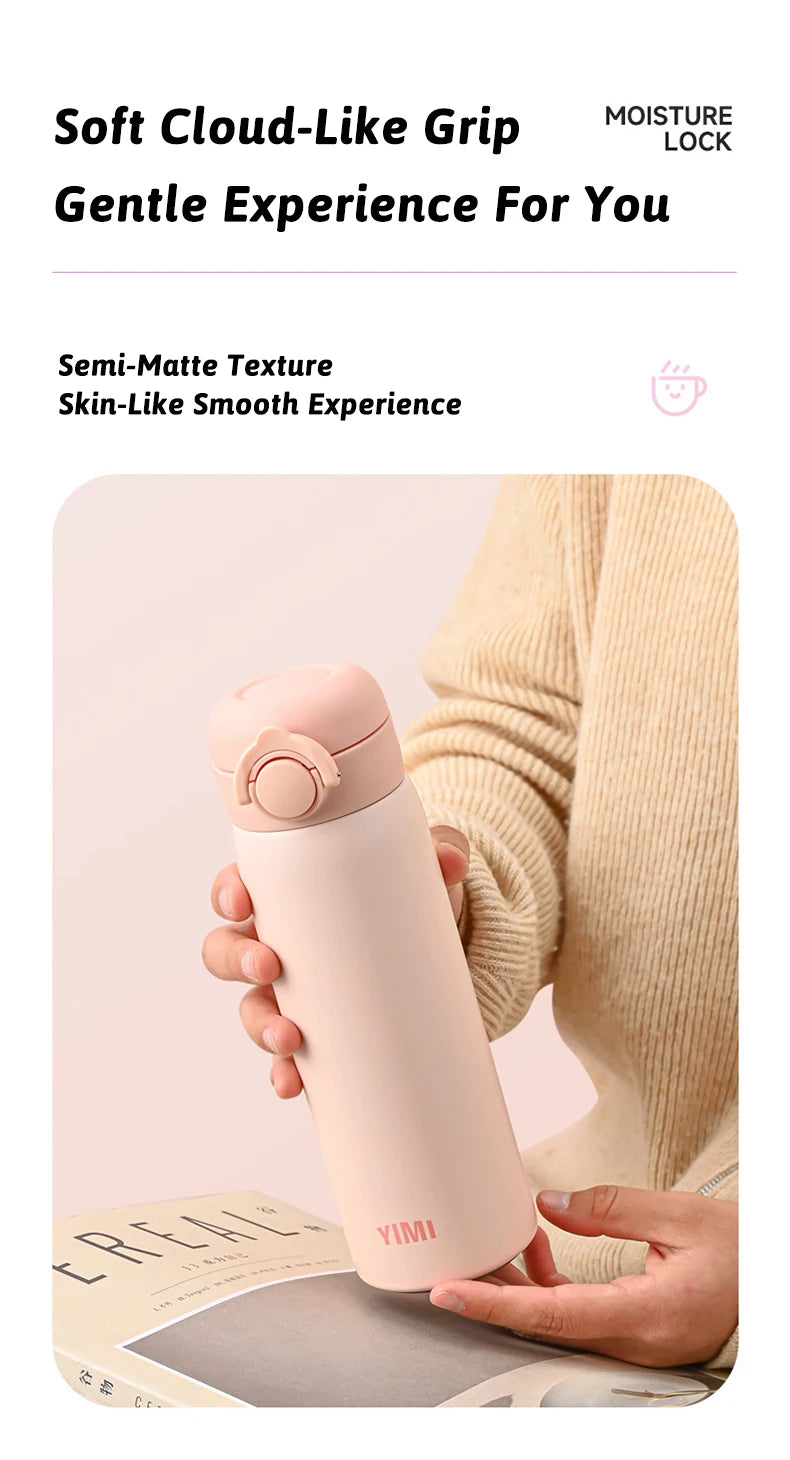 500ml 6-Layer Vacuum Thermos Tumbler – One-Touch Lid, 316 SS, Triple Seal Leakproof, Curved Spout, Soft-Touch Matte, 6 Colors