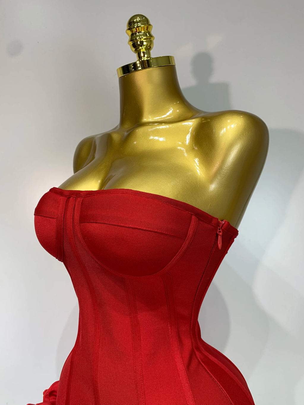 Flower Embellished Strapless Bandage Mini Dress — Backless Bodycon Celebrity Party Dress