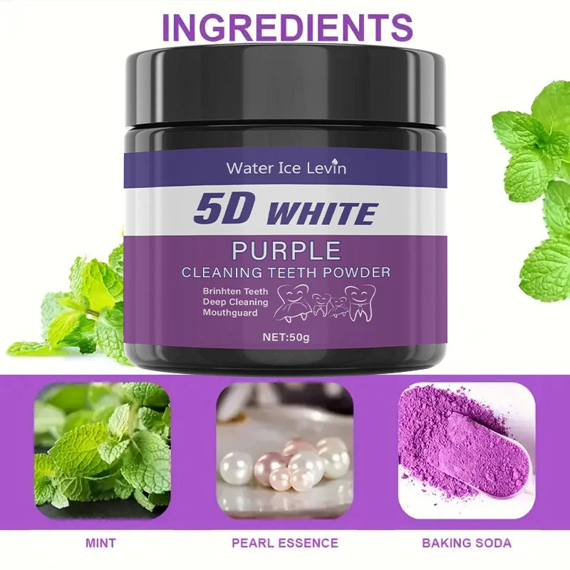 Purple Tooth Cleaning Powder – Sulfate-Free Whitening & Deep Cleaning for Brighter Teeth in 5 Days