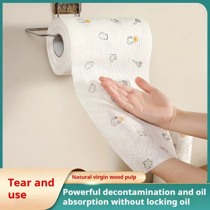 Ditch Paper Towels for Good — Washable Reusable Kitchen Cleaning Cloths | Pearl Embossed Non-Woven Roll, Oil Absorbent, Eco-Friendly