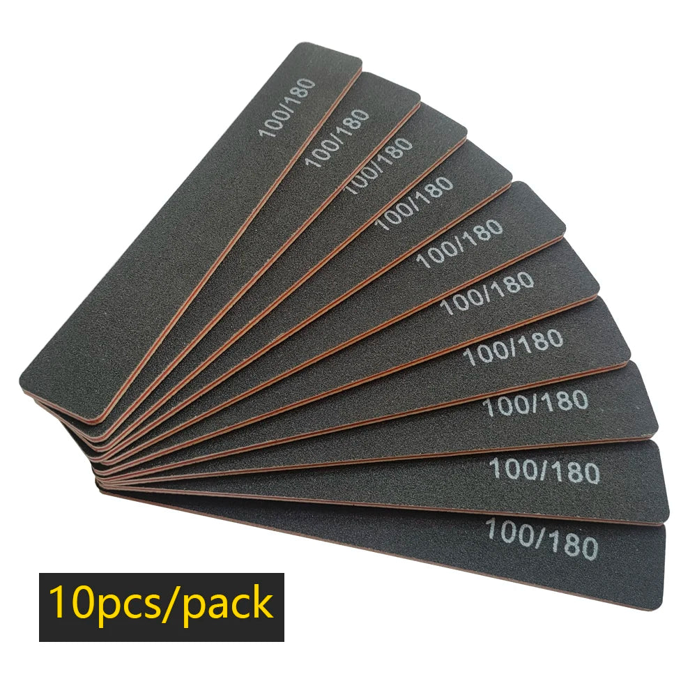 Nail File Buffer 100/180 Grit – Double-Sided Half Moon Sandpaper Nail Sanding & Manicure Tool