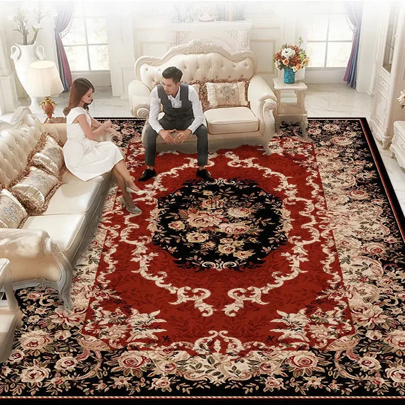 European Luxury Large Area Rug – Washable Non-Slip Carpet for Living Room & Bedroom