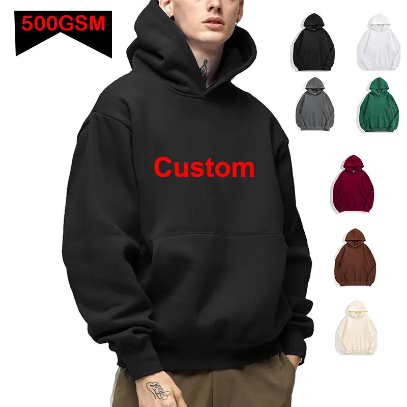 Men's Heavy Cotton Hoodie Sweatshirt — Premium Heavyweight Pullover