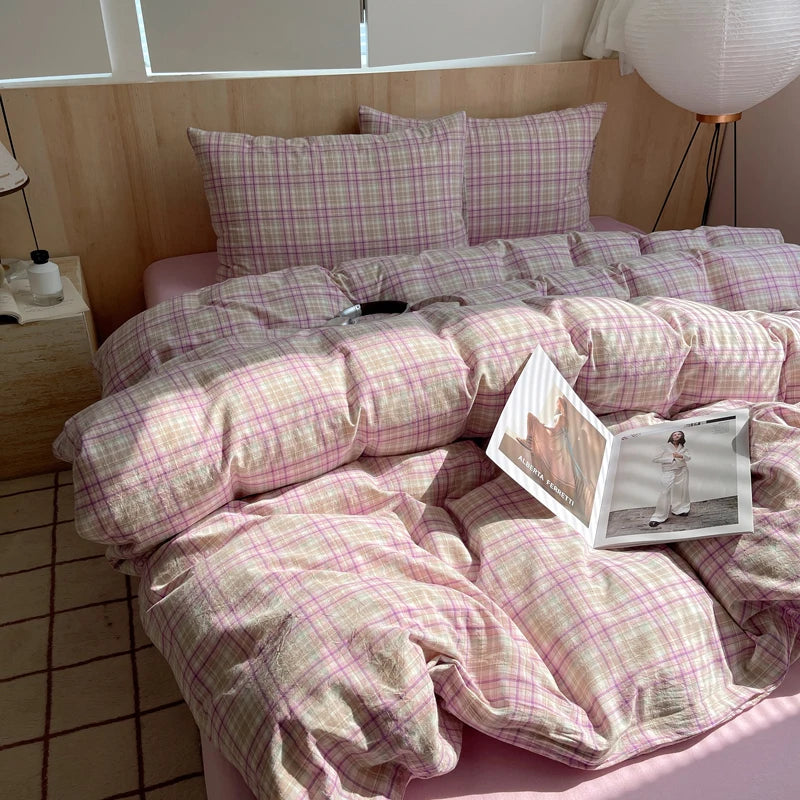 100% Cotton Stripe Bedding Set – Duvet Cover with Pillowcases, Twin to King