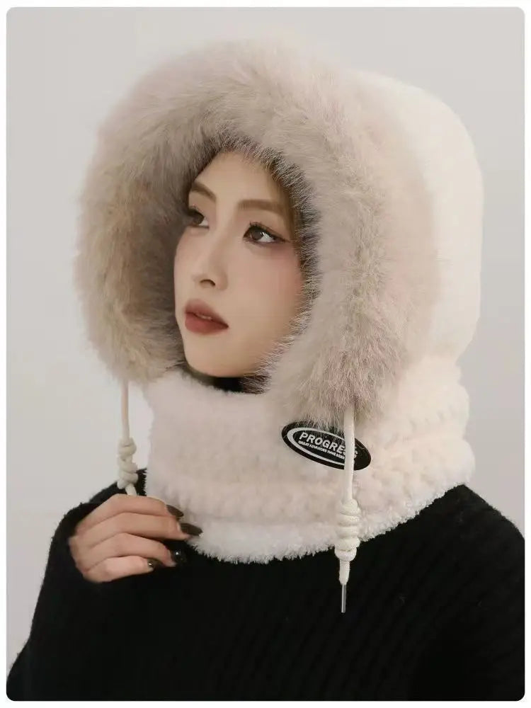 Women's Plush Winter Hood with Face and Neck Cover