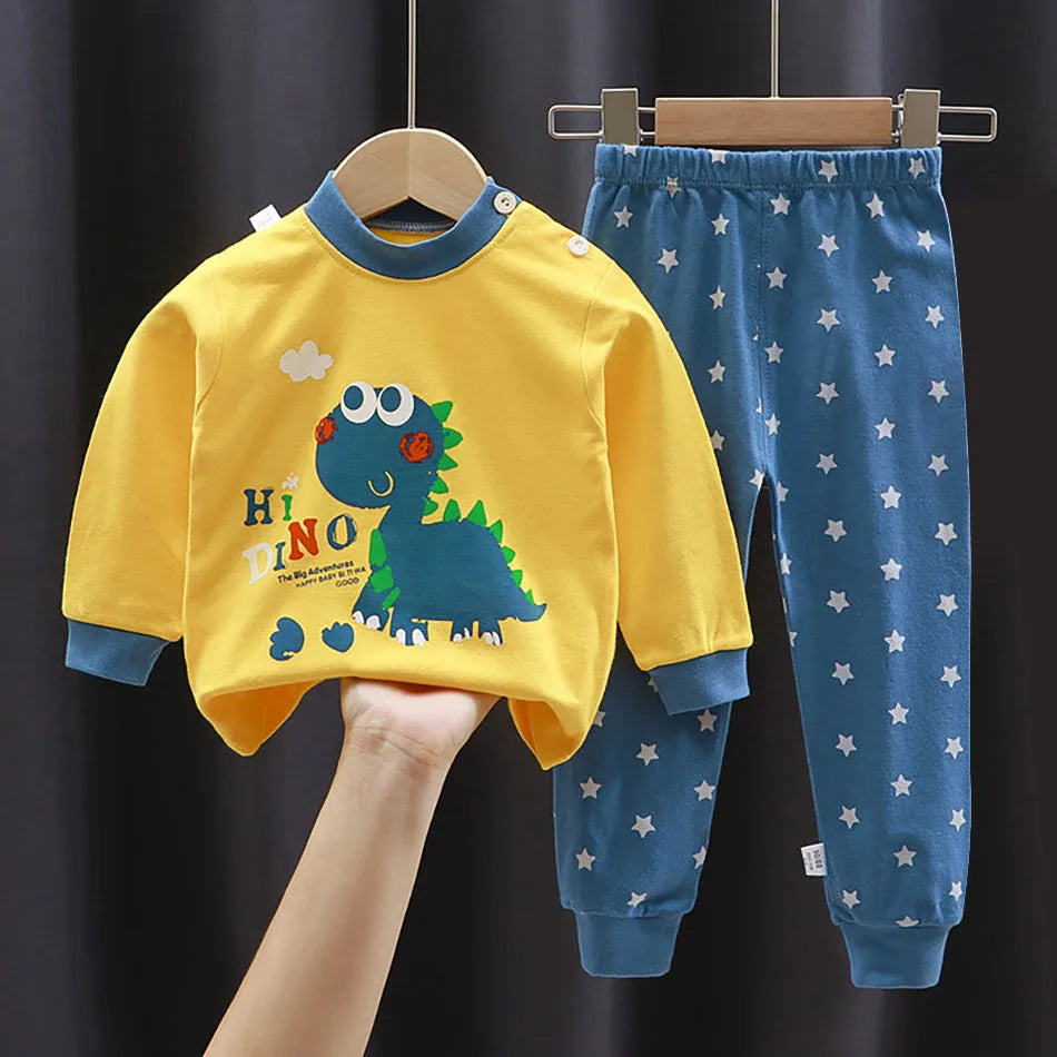 Kids' Unisex Cotton Cartoon Pajama Set | Soft Warm Sleepwear for Boys & Girls